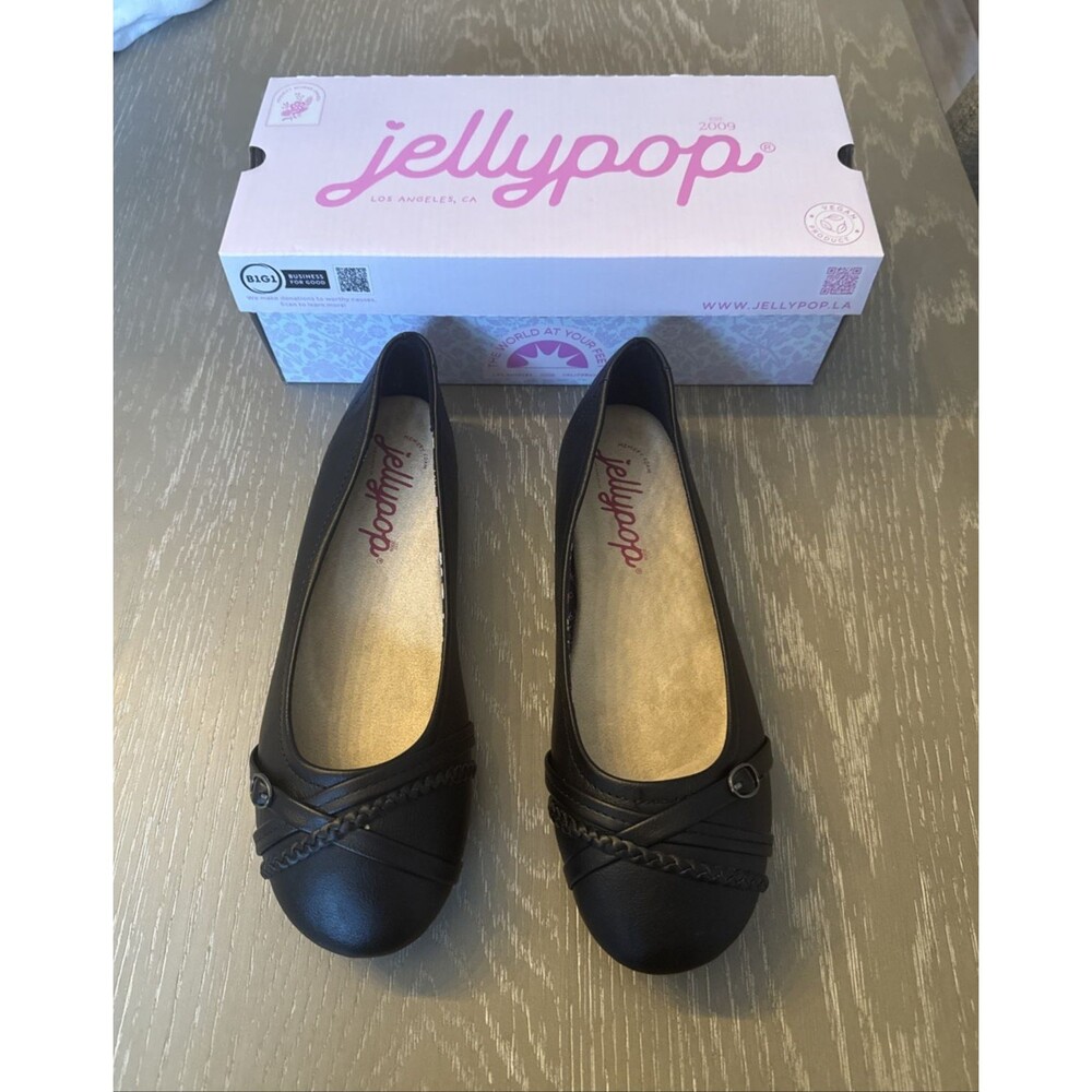 🩰 Jellypop Cushioned Ballet Flats sz 9 M Black Triple Cross Straps
